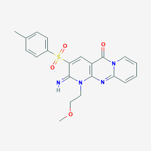molecular formula C21H20N4O4S B385075 2-imino-1-(2-methoxyethyl)-3-[(4-methylphenyl)sulfonyl]-1,2-dihydro-5H-dipyrido[1,2-a:2,3-d]pyrimidin-5-one CAS No. 371927-44-5