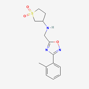 molecular formula C14H17N3O3S B3850765 (1,1-dioxidotetrahydro-3-thienyl){[3-(2-methylphenyl)-1,2,4-oxadiazol-5-yl]methyl}amine 