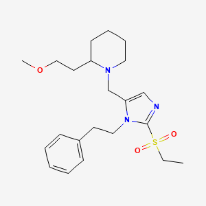 molecular formula C22H33N3O3S B3850770 1-{[2-(ethylsulfonyl)-1-(2-phenylethyl)-1H-imidazol-5-yl]methyl}-2-(2-methoxyethyl)piperidine 
