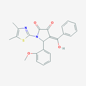 molecular formula C23H20N2O4S B385080 (4E)-1-(4,5-dimethyl-1,3-thiazol-2-yl)-4-[hydroxy(phenyl)methylidene]-5-(2-methoxyphenyl)pyrrolidine-2,3-dione CAS No. 615276-26-1