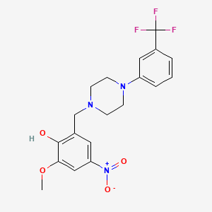 molecular formula C19H20F3N3O4 B3850841 2-methoxy-4-nitro-6-({4-[3-(trifluoromethyl)phenyl]-1-piperazinyl}methyl)phenol 