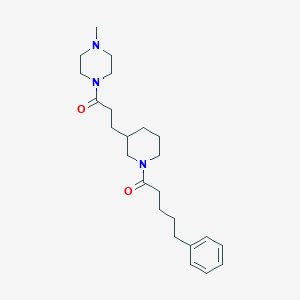 molecular formula C24H37N3O2 B3850896 1-methyl-4-{3-[1-(5-phenylpentanoyl)-3-piperidinyl]propanoyl}piperazine 