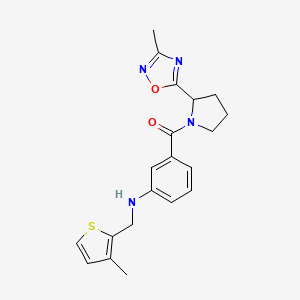 molecular formula C20H22N4O2S B3850897 (3-{[2-(3-methyl-1,2,4-oxadiazol-5-yl)pyrrolidin-1-yl]carbonyl}phenyl)[(3-methyl-2-thienyl)methyl]amine 