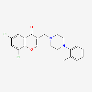 molecular formula C21H20Cl2N2O2 B3850940 6,8-dichloro-3-{[4-(2-methylphenyl)-1-piperazinyl]methyl}-4H-chromen-4-one 