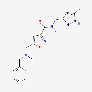 molecular formula C19H23N5O2 B3850941 5-{[benzyl(methyl)amino]methyl}-N-methyl-N-[(5-methyl-1H-pyrazol-3-yl)methyl]-3-isoxazolecarboxamide 
