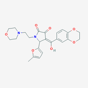 molecular formula C24H26N2O7 B385097 (4E)-4-[2,3-dihydro-1,4-benzodioxin-6-yl(hydroxy)methylidene]-5-(5-methylfuran-2-yl)-1-(2-morpholin-4-ylethyl)pyrrolidine-2,3-dione CAS No. 620560-55-6