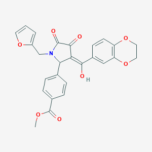 methyl 4-[(3E)-3-[2,3-dihydro-1,4-benzodioxin-6-yl(hydroxy)methylidene]-1-(furan-2-ylmethyl)-4,5-dioxopyrrolidin-2-yl]benzoate