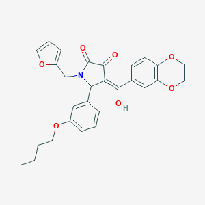 (4E)-5-(3-butoxyphenyl)-4-[2,3-dihydro-1,4-benzodioxin-6-yl(hydroxy)methylidene]-1-(furan-2-ylmethyl)pyrrolidine-2,3-dione