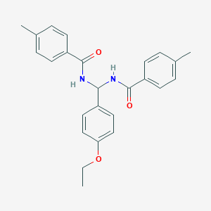 molecular formula C25H26N2O3 B385107 N-{(4-ethoxyphenyl)[(4-methylbenzoyl)amino]methyl}-4-methylbenzamide 
