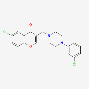molecular formula C20H18Cl2N2O2 B3851070 6-chloro-3-{[4-(3-chlorophenyl)-1-piperazinyl]methyl}-4H-chromen-4-one 
