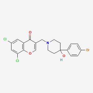 molecular formula C21H18BrCl2NO3 B3851071 3-{[4-(4-bromophenyl)-4-hydroxy-1-piperidinyl]methyl}-6,8-dichloro-4H-chromen-4-one 