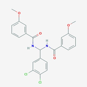 molecular formula C23H20Cl2N2O4 B385120 N-{(3,4-dichlorophenyl)[(3-methoxybenzoyl)amino]methyl}-3-methoxybenzamide 