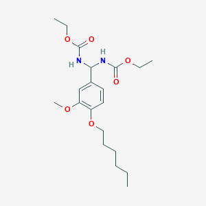 molecular formula C20H32N2O6 B385128 Ethyl [(ethoxycarbonyl)amino][4-(hexyloxy)-3-methoxyphenyl]methylcarbamate 