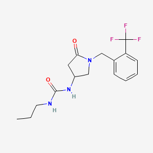 molecular formula C16H20F3N3O2 B3851299 N-{5-oxo-1-[2-(trifluoromethyl)benzyl]-3-pyrrolidinyl}-N'-propylurea 