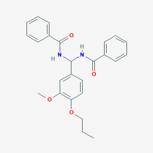 molecular formula C25H26N2O4 B385130 N-[(benzoylamino)(3-methoxy-4-propoxyphenyl)methyl]benzamide 