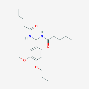 molecular formula C21H34N2O4 B385138 N-[(3-methoxy-4-propoxyphenyl)(pentanoylamino)methyl]pentanamide 