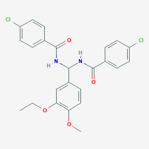 molecular formula C24H22Cl2N2O4 B385142 4-chloro-N-[[(4-chlorobenzoyl)amino](3-ethoxy-4-methoxyphenyl)methyl]benzamide 