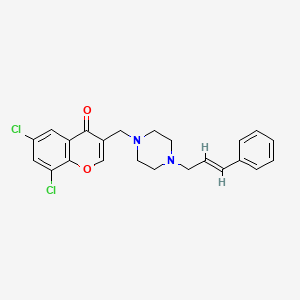 molecular formula C23H22Cl2N2O2 B3851450 6,8-dichloro-3-{[4-(3-phenyl-2-propen-1-yl)-1-piperazinyl]methyl}-4H-chromen-4-one 