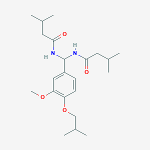molecular formula C22H36N2O4 B385153 N-{(4-isobutoxy-3-methoxyphenyl)[(3-methylbutanoyl)amino]methyl}-3-methylbutanamide 