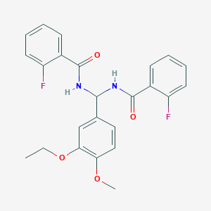 N-[(3-ethoxy-4-methoxyphenyl)-[(2-fluorobenzoyl)amino]methyl]-2-fluorobenzamide