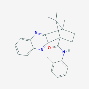 molecular formula C24H25N3O B385156 12,15,15-Trimethyl-N-(2-methylphenyl)-3,10-diazatetracyclo[10.2.1.02,11.04,9]pentadeca-2,4,6,8,10-pentaene-1-carboxamide CAS No. 1212430-39-1
