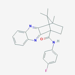 N-(4-Fluorophenyl)-12,15,15-trimethyl-3,10-diazatetracyclo[10.2.1.02,11.04,9]pentadeca-2,4,6,8,10-pentaene-1-carboxamide