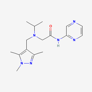 molecular formula C16H24N6O B3851705 2-{isopropyl[(1,3,5-trimethyl-1H-pyrazol-4-yl)methyl]amino}-N-pyrazin-2-ylacetamide 