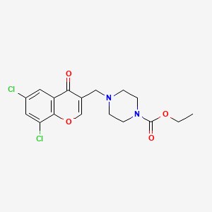 molecular formula C17H18Cl2N2O4 B3851715 ethyl 4-[(6,8-dichloro-4-oxo-4H-chromen-3-yl)methyl]-1-piperazinecarboxylate 