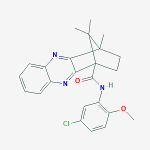 molecular formula C24H24ClN3O2 B385174 N-(5-Chloro-2-methoxyphenyl)-12,15,15-trimethyl-3,10-diazatetracyclo[10.2.1.02,11.04,9]pentadeca-2,4,6,8,10-pentaene-1-carboxamide CAS No. 578752-61-1