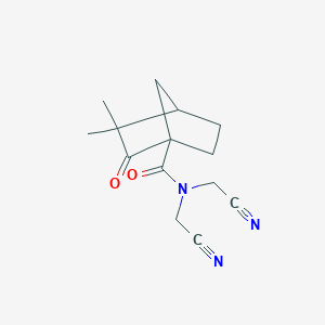 molecular formula C14H17N3O2 B385175 N,N-bis(cyanomethyl)-3,3-dimethyl-2-oxobicyclo[2.2.1]heptane-1-carboxamide 