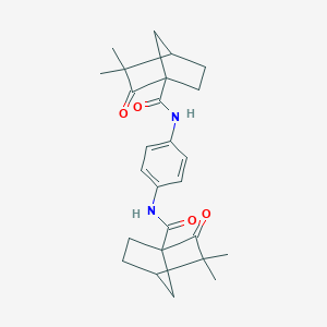 molecular formula C26H32N2O4 B385185 N-(4-{[(3,3-dimethyl-2-oxobicyclo[2.2.1]hept-1-yl)carbonyl]amino}phenyl)-3,3-dimethyl-2-oxobicyclo[2.2.1]heptane-1-carboxamide 
