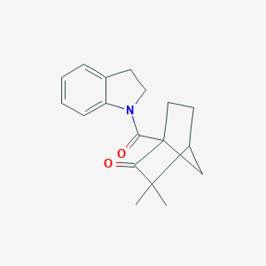 molecular formula C18H21NO2 B385189 1-(2,3-dihydro-1H-indol-1-ylcarbonyl)-3,3-dimethylbicyclo[2.2.1]heptan-2-one 