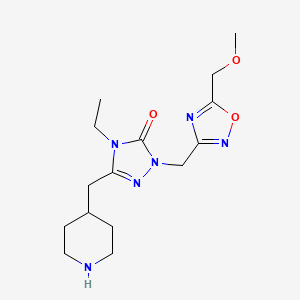 molecular formula C15H24N6O3 B3851945 4-ethyl-2-{[5-(methoxymethyl)-1,2,4-oxadiazol-3-yl]methyl}-5-(piperidin-4-ylmethyl)-2,4-dihydro-3H-1,2,4-triazol-3-one 