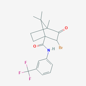 2-bromo-4,7,7-trimethyl-3-oxo-N-[3-(trifluoromethyl)phenyl]bicyclo[2.2.1]heptane-1-carboxamide