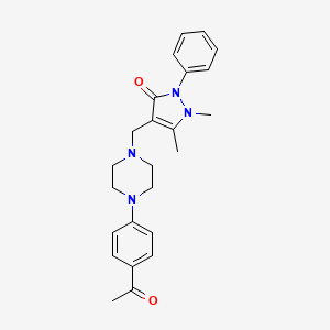 molecular formula C24H28N4O2 B3852075 4-{[4-(4-acetylphenyl)-1-piperazinyl]methyl}-1,5-dimethyl-2-phenyl-1,2-dihydro-3H-pyrazol-3-one 