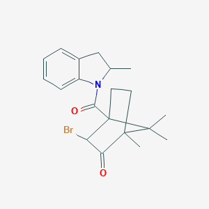 molecular formula C20H24BrNO2 B385209 3-bromo-1,7,7-trimethyl-4-[(2-methyl-2,3-dihydro-1H-indol-1-yl)carbonyl]bicyclo[2.2.1]heptan-2-one 