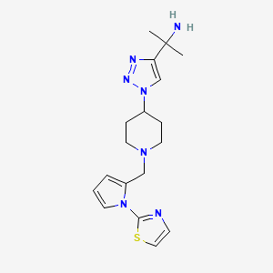 molecular formula C18H25N7S B3852108 {1-methyl-1-[1-(1-{[1-(1,3-thiazol-2-yl)-1H-pyrrol-2-yl]methyl}-4-piperidinyl)-1H-1,2,3-triazol-4-yl]ethyl}amine bis(trifluoroacetate) 