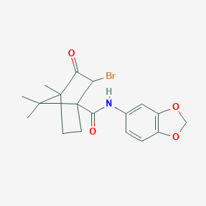 molecular formula C18H20BrNO4 B385211 N-(1,3-benzodioxol-5-yl)-2-bromo-4,7,7-trimethyl-3-oxobicyclo[2.2.1]heptane-1-carboxamide 