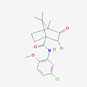 molecular formula C18H21BrClNO3 B385218 2-bromo-N-(5-chloro-2-methoxyphenyl)-4,7,7-trimethyl-3-oxobicyclo[2.2.1]heptane-1-carboxamide 
