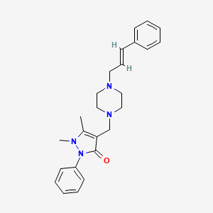molecular formula C25H30N4O B3852265 1,5-dimethyl-2-phenyl-4-{[4-(3-phenyl-2-propen-1-yl)-1-piperazinyl]methyl}-1,2-dihydro-3H-pyrazol-3-one 