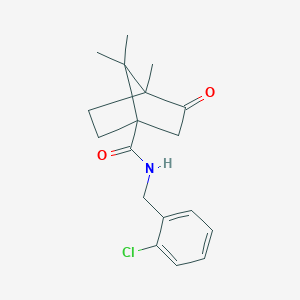 molecular formula C18H22ClNO2 B385243 N-(2-chlorobenzyl)-4,7,7-trimethyl-3-oxobicyclo[2.2.1]heptane-1-carboxamide 