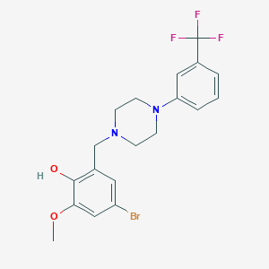 molecular formula C19H20BrF3N2O2 B3852458 4-bromo-2-methoxy-6-({4-[3-(trifluoromethyl)phenyl]-1-piperazinyl}methyl)phenol 