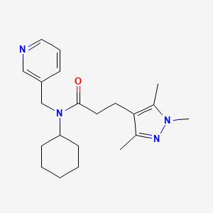 molecular formula C21H30N4O B3852550 N-cyclohexyl-N-(pyridin-3-ylmethyl)-3-(1,3,5-trimethyl-1H-pyrazol-4-yl)propanamide 