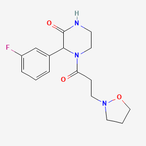 molecular formula C16H20FN3O3 B3852563 3-(3-fluorophenyl)-4-[3-(2-isoxazolidinyl)propanoyl]-2-piperazinone 