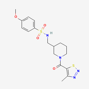 molecular formula C17H22N4O4S2 B3852585 4-methoxy-N-({1-[(4-methyl-1,2,3-thiadiazol-5-yl)carbonyl]-3-piperidinyl}methyl)benzenesulfonamide 