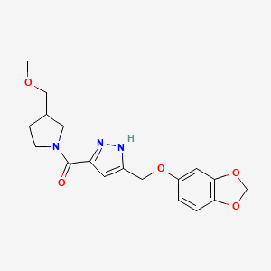 molecular formula C18H21N3O5 B3852610 5-[(1,3-benzodioxol-5-yloxy)methyl]-3-{[3-(methoxymethyl)-1-pyrrolidinyl]carbonyl}-1H-pyrazole 