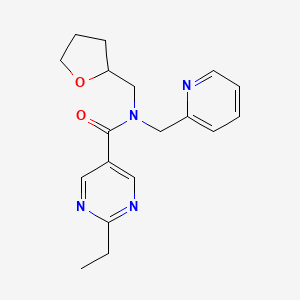 molecular formula C18H22N4O2 B3852639 2-ethyl-N-(pyridin-2-ylmethyl)-N-(tetrahydrofuran-2-ylmethyl)pyrimidine-5-carboxamide 