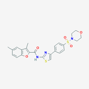molecular formula C24H23N3O5S2 B385264 3,5-dimethyl-N-{4-[4-(4-morpholinylsulfonyl)phenyl]-1,3-thiazol-2-yl}-1-benzofuran-2-carboxamide 