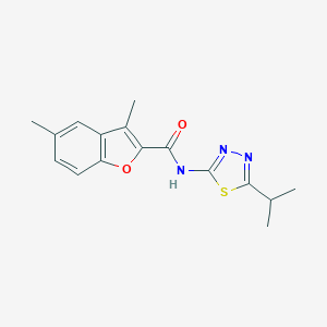 molecular formula C16H17N3O2S B385265 3,5-dimethyl-N-[5-(propan-2-yl)-1,3,4-thiadiazol-2-yl]-1-benzofuran-2-carboxamide CAS No. 620586-24-5