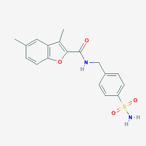 molecular formula C18H18N2O4S B385267 3,5-dimethyl-N-(4-sulfamoylbenzyl)benzofuran-2-carboxamide CAS No. 620588-09-2